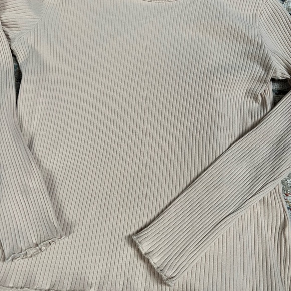 Girl H&M Beige Ribbed Long Sleeve Top - Picture 2 of 5